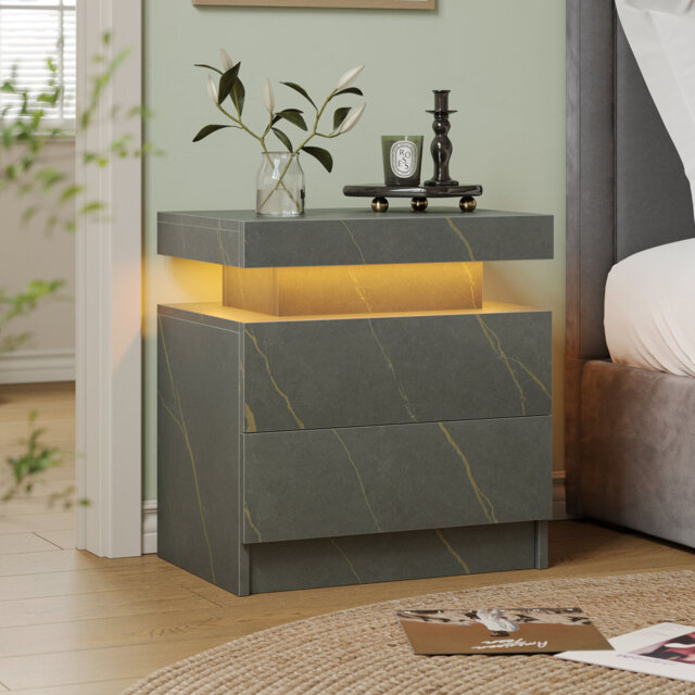 Led Bedside Table With Drawers