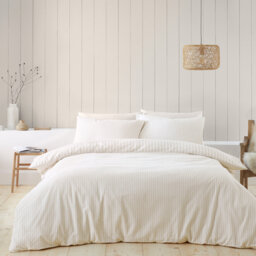 Brushed Stripe Cotton Reversible Duvet Cover Set