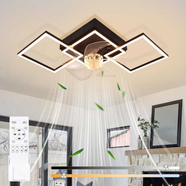 Modern ceiling light with fan 68cm - Ceiling fan with light 6-speed LED ceiling fans with light dimmable with remote control timer for living room din