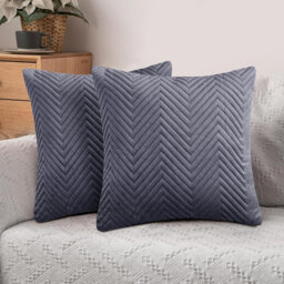 Ultra Soft Embossed Quilted Velvet Throw Cushion Covers for Sofa, Couch, & Bedroom Décor - Hidden Zipper, Machine Washable & Crushed Velvet