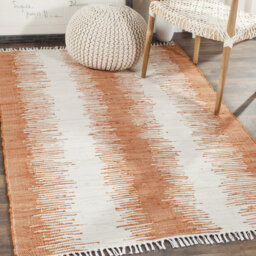 Demson Hand Hooked Cotton Orange/Ivory Rug