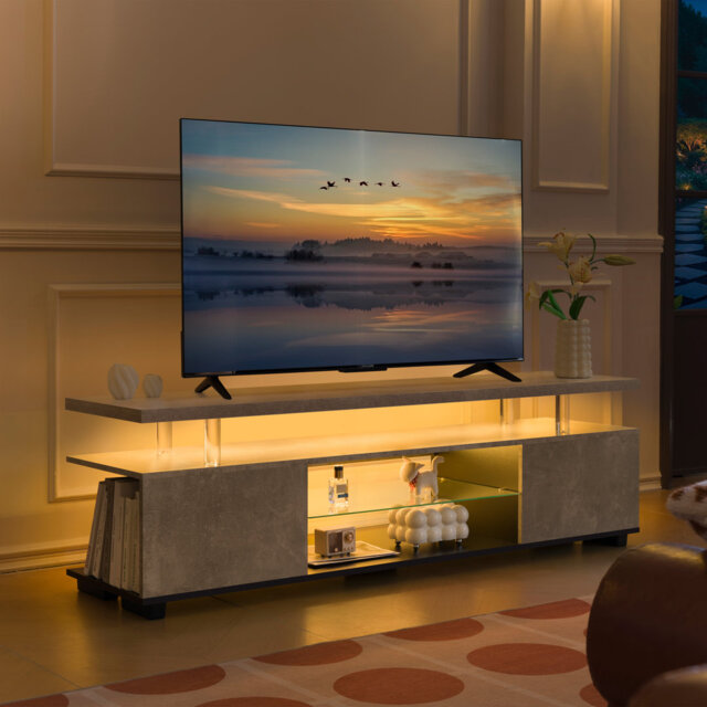 "Unfinished TV Stand for TVs up to 60"" with Fireplace Included"