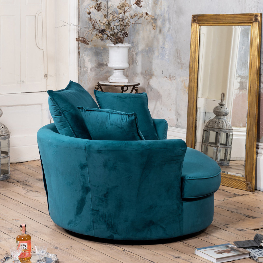 Fayyaz Velvet Swivel Base Cuddle Chair Blue by Wayfair