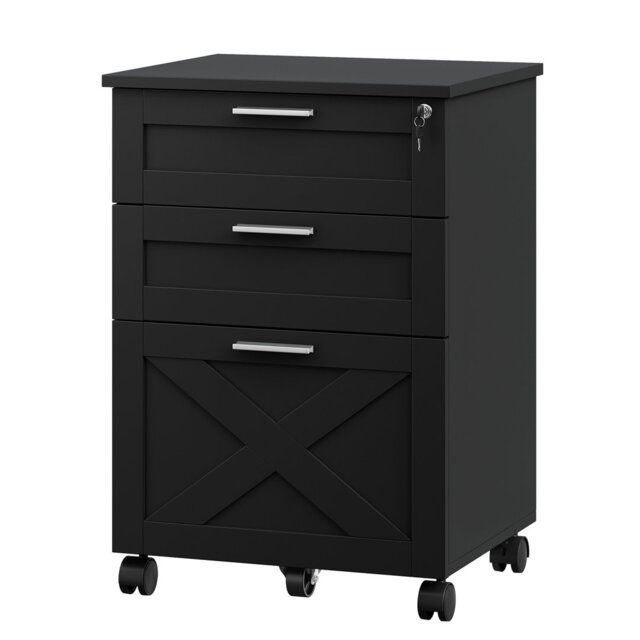 3-Drawer Lockable Mobile File Cabinet with 360° Casters - Rolling Filing Cabinet for A4/Letter/Legal Hanging Files, Under-Desk Storage 40x50x75cm