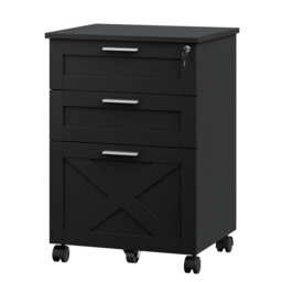 3-Drawer Lockable Mobile File Cabinet with 360° Casters - Rolling Filing Cabinet for A4/Letter/Legal Hanging Files, Under-Desk Storage 40x50x75cm
