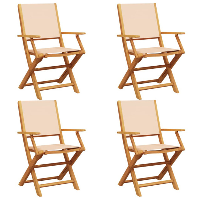 Vidaxl Folding Garden Chairs in Beige Fabric and Solid Wood