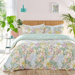 Taormina Cotton Blend Floral Duvet Cover Set with Pillowcases