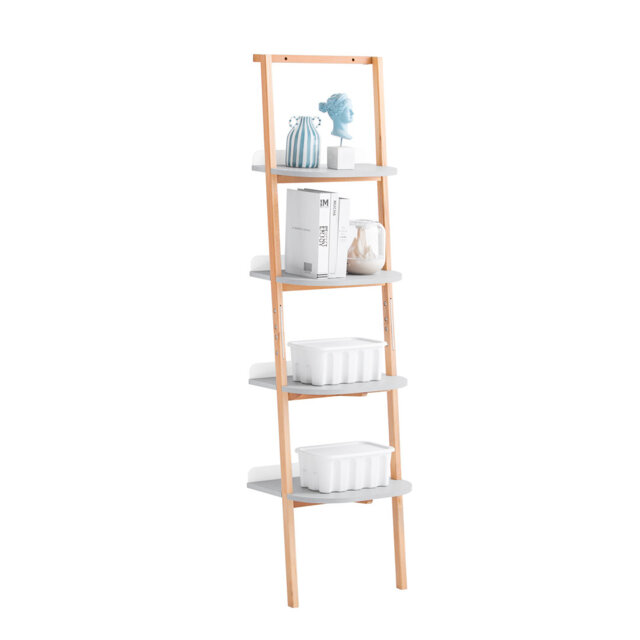 4 Tiers Bookcase Bookshelf Storae Display Shelf Ladder Shelf Wall Shelf