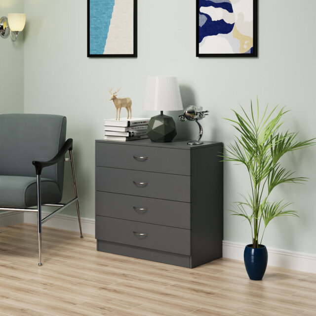Deloice 4 Drawer 75Cm W Chest of Drawers Bedside Cabinet