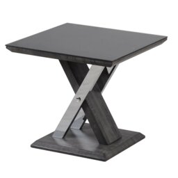 Jeromy Glass Top Pedestal End Table