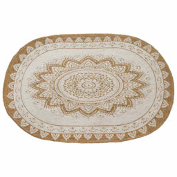 Oval Linen Hand Hooked Area Rug