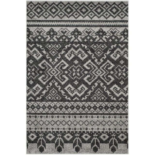 Iddings Hooked Silver/Black Rug