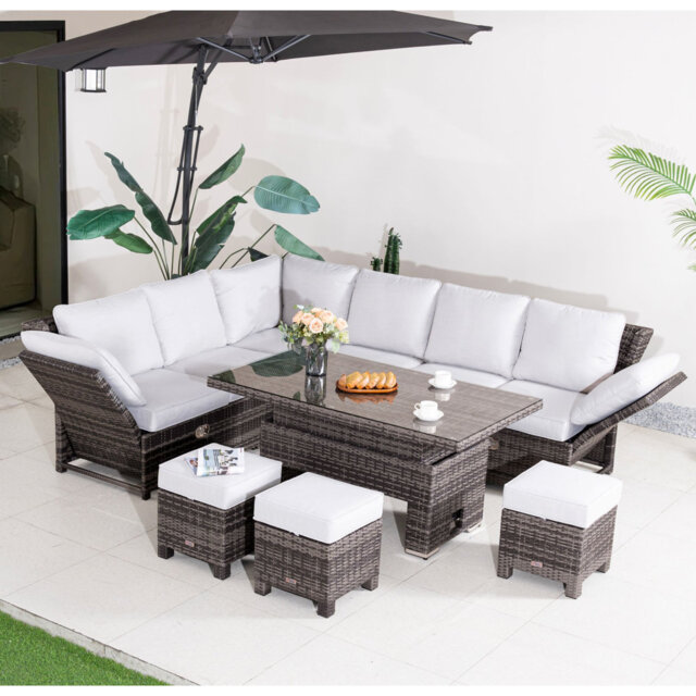 Rattan Outdoor Garden Furniture - Aluminum Frame 7 Pieces Sofa Set
