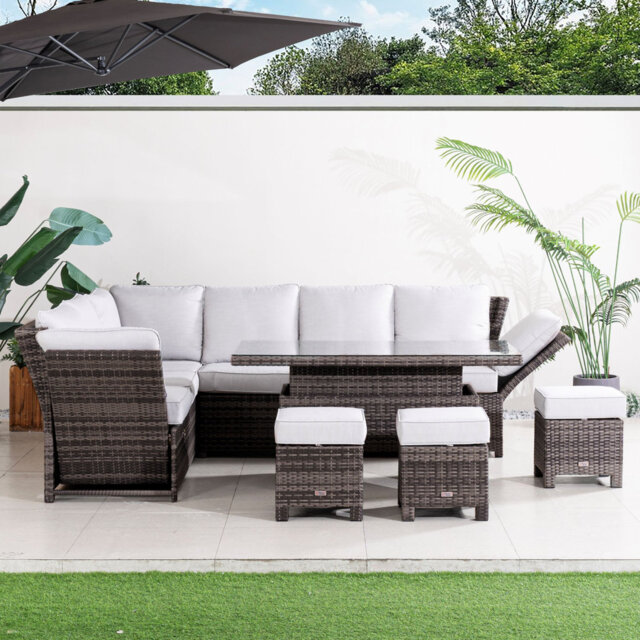 Rattan Outdoor Garden Furniture - Aluminum Frame 7 Pieces Sofa Set
