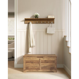 Chest, Bench, Blanket Box with 2 Safety Hinges, Shoe Storage, Farmhouse Style