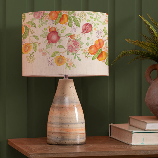 Japura Sandstone Table Lamp & Shrubbery Fruits  Eva Melba Shade