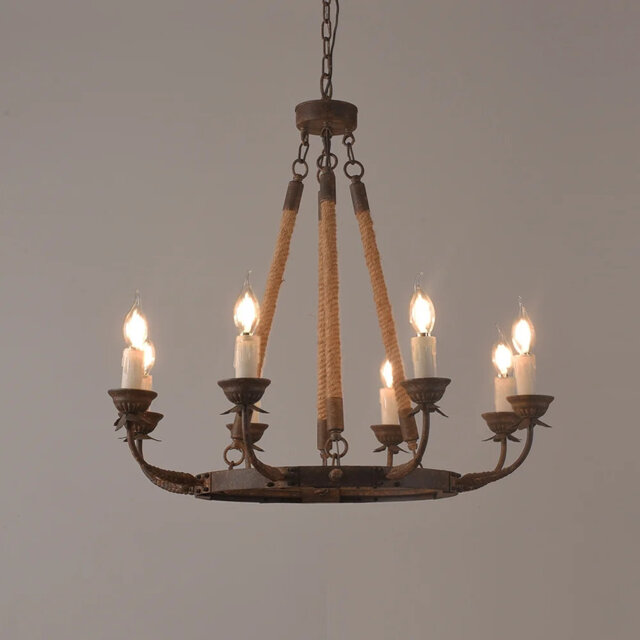 Payne 8 - Light Waggon Wheel Chandelier