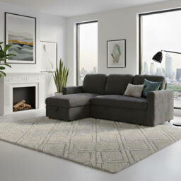 Movari Smart Corner Sofa Bed with Storage & Pull-Out Sleeper Modern Fabric L-Shaped Sofa with Chaise