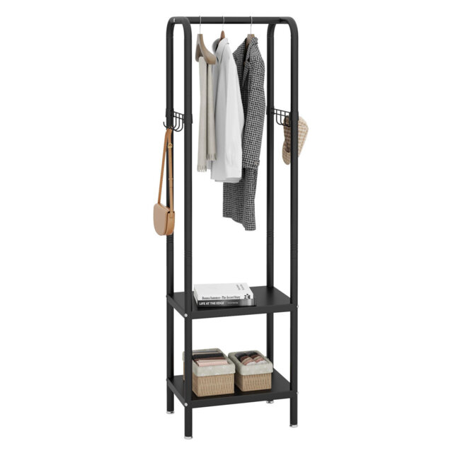 Small Coat Rack With Shelf And Hook, Freestanding Clothes Rail For Hallway, Bedroom, Office, Balcony, Small Space