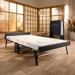 Jay-Be® Grand Folding Guest Bed with e-Pocket Tufted Sprung Mattress, 360° Castors, Headboard & Footboard