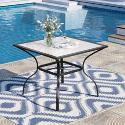 Carbonstone Marble-Look Steel Frame Patio Dining Table
