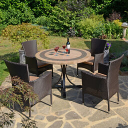 Vermont Stone Dining Table with 4 STOCKHOLM Chairs Garden Set