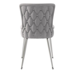 Set Of 2 Dining  Chairs Armchair Grey Velvet With Metal Legs
