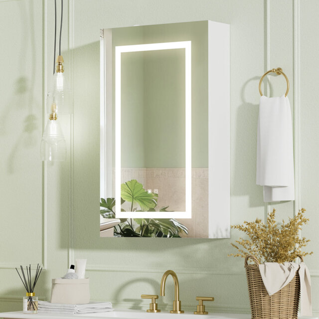 Ayyat Bathroom Mirror Cabinet 40x60cm, Wall Mounted 3 Shelf Bathroom Storage Cabinet