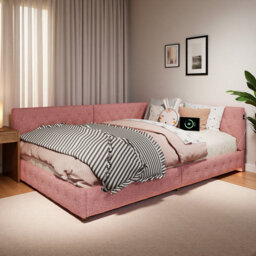 4'6 Double Upholstered L-Shaped Corner Daybed Frame