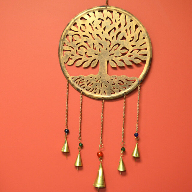 Tree of Life Hanging With Bells Gold Wall DÃ©cor