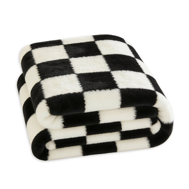 Checkered Lightweight Soft & Cozy Flannel Fleece Throw Blanket for Sofa & Bed in All Season