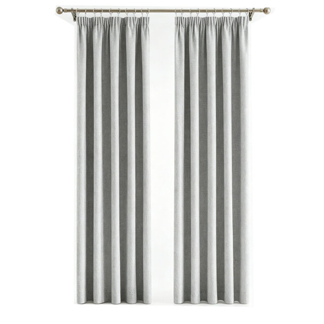 Blackout Curtains Pencil Pleat Thermal Curtains with Solid Colour Gray, 56 x 54 Inch, 2 Panels