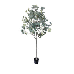 Artificial Eucalyptus Tree 4/5ft Tall, Fake Silver Dollar Leaves Eucalyptus Plants, Faux Silk Eucalyptus Stems With Planter