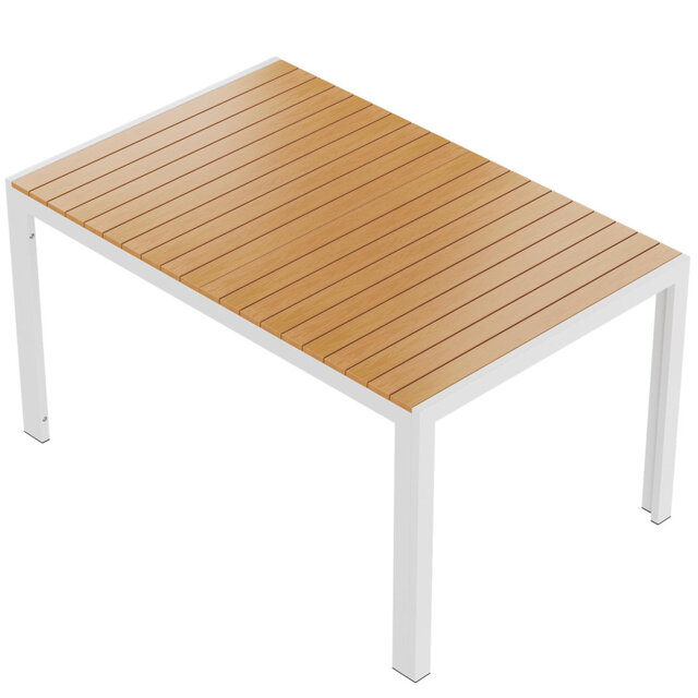 Weatherproof Garden Table, Large, 140 X 90 X 75 Cm, Aluminium Patio Table With Table Top, Rectangular Outdoor Dining Table For 6 People, Sturdy Garden