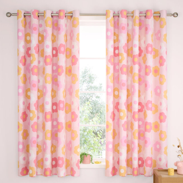 Retro Daisy Fully Reversible Eyelet Curtains