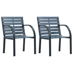 ClassicLiving Garden Chairs 2 Pcs Grey Solid Wood Fir And Powder-Coated Steel
