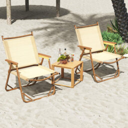 Folding Camp Chairs Set of 2 Outdoor Lightweight Beach Chairs-Beige
