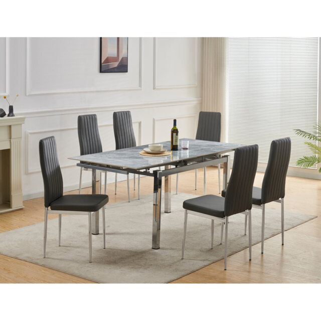 Grande Sintered Stone Extending Dining Table with 6 Monza Chairs