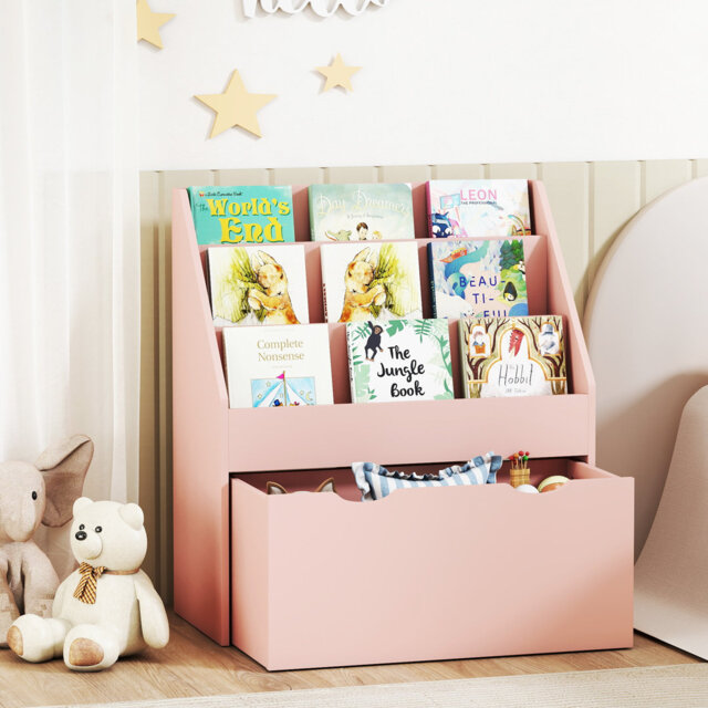 AIYAPLAY Kids Bookshelf Bookcase Storage Organiser, 3 Tier Shelves