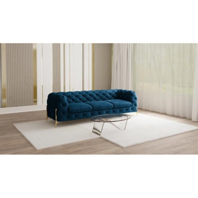 Chesterfield Sofa Set 3+2+1 Hanks with Gold Metal Legs