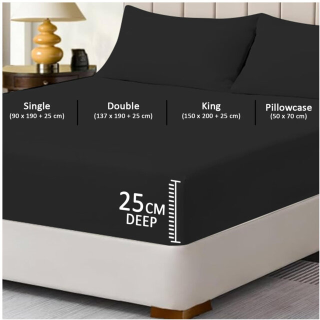 Super Dreamer Fitted Sheet Pack of 2 Solid Colour Polyester Bed Sheets - Single Double King Size Machine Washable