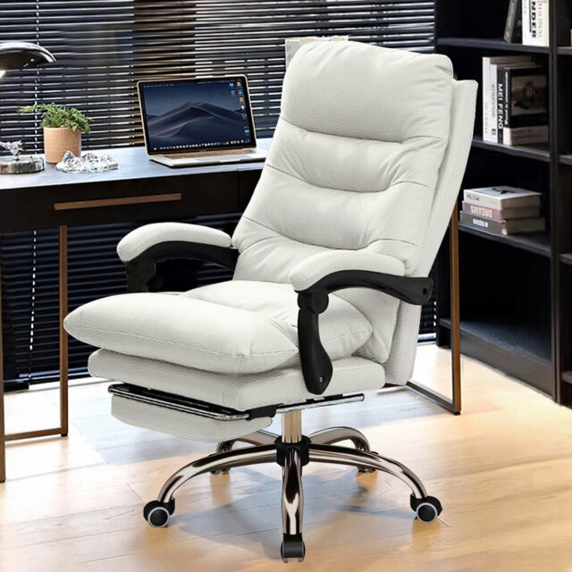Reclining Height Adjustable Gaming Chair PU Leather Retractable Footrest Ergonomic High Back Design, Black
