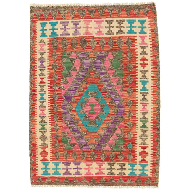 Handmade Kilim Wool Red Rug