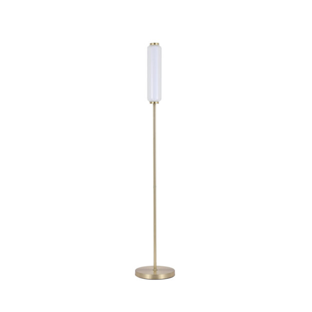 Avontae LED Floor Lamp, Satin Brass Metal, Opal Acrylic & Clear