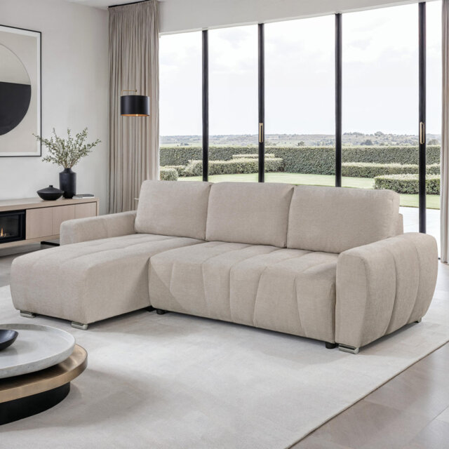 Vienna 3 Seater Fabric Pull Out Sofa Bed Grey