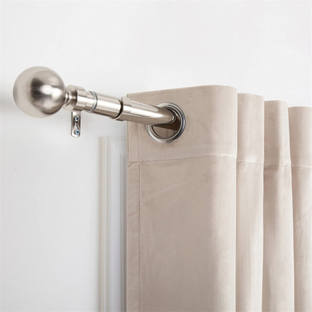 Metal Flat Ball Telescopic Curtain Rod With 60Mm Top, Ring, Bracket And Accessories Set