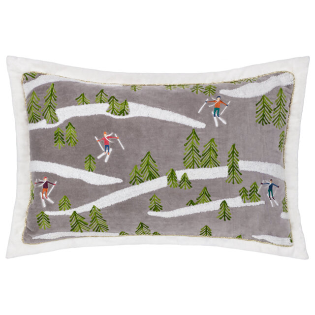 Winter Alpine Cushion Cover Abstract Grey Rectangular Cushion Cover