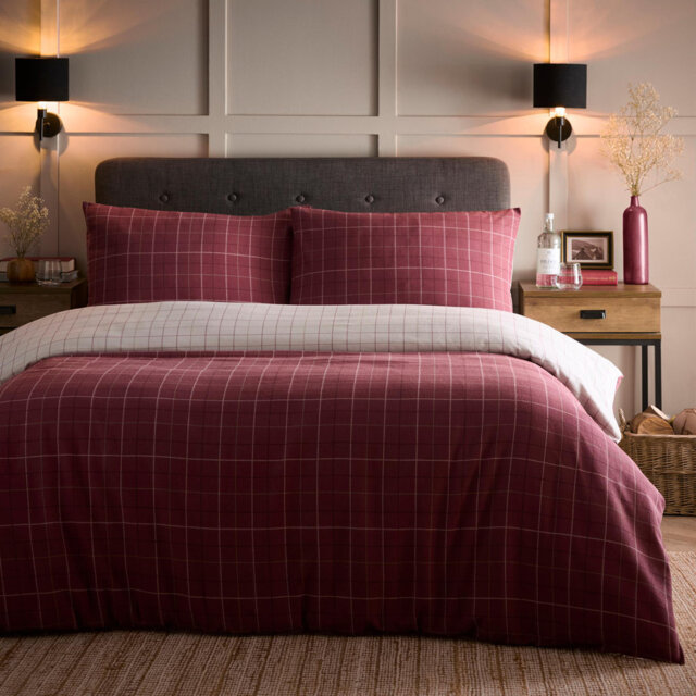 Cotton Chequered Duvet Cover Set with Pillowcases
