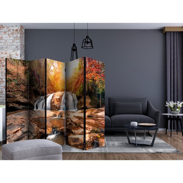 Charles 225cm W x 172cm H 5 - Panel Solid Wood Folding Room Divider