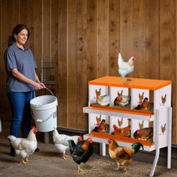 Heavy Duty Chicken Nesting Box with Ventilation - 6 Compartments, Ergonomic Laying Box for Hens, Ducks, Small Poultry, Durable Orange Coop Accessory